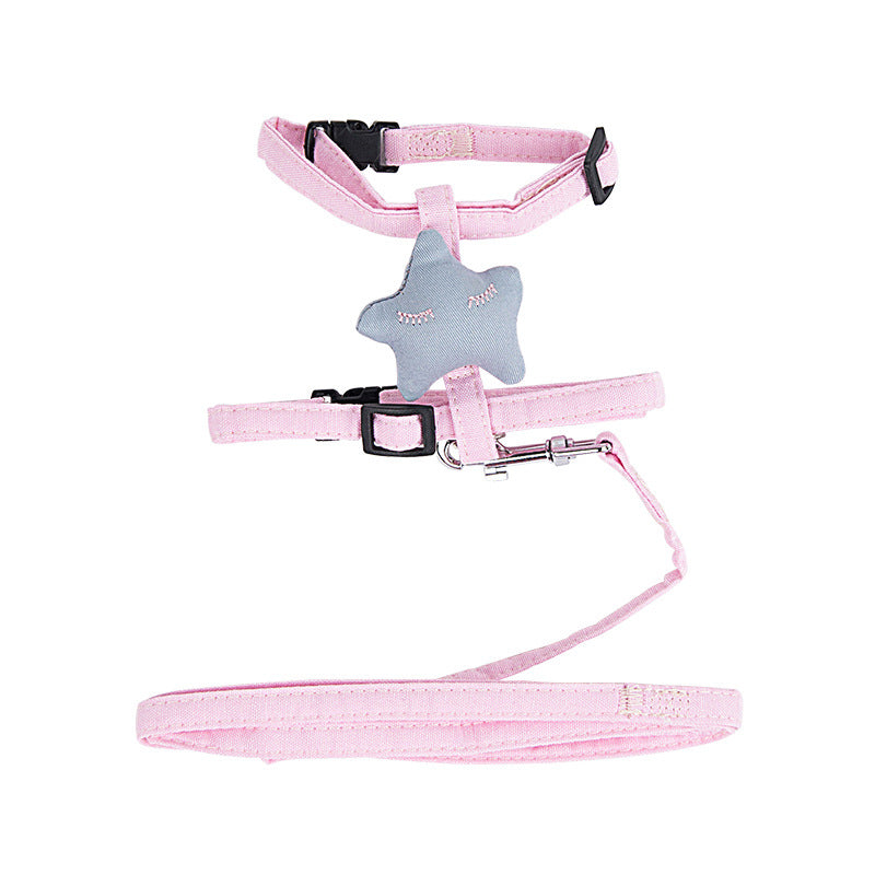 Adjustable Pink Cat Walking Harness Set