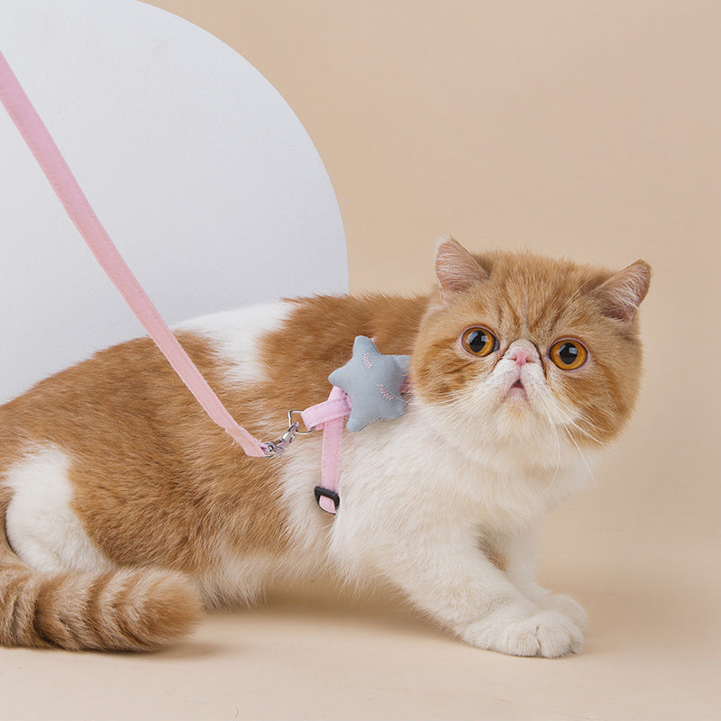 Adjustable Pink Cat Walking Harness Set