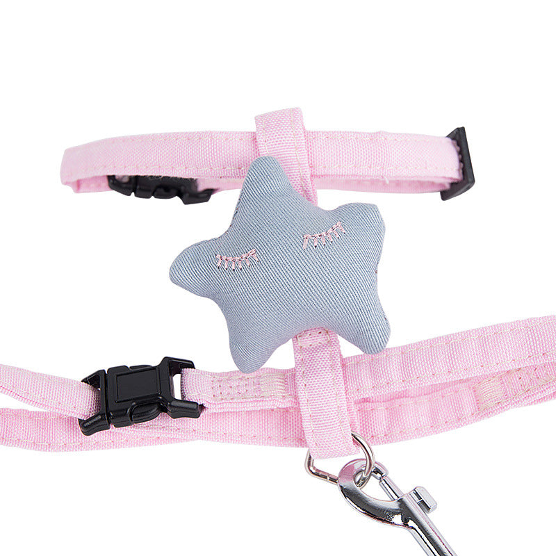 Adjustable Pink Cat Walking Harness Set