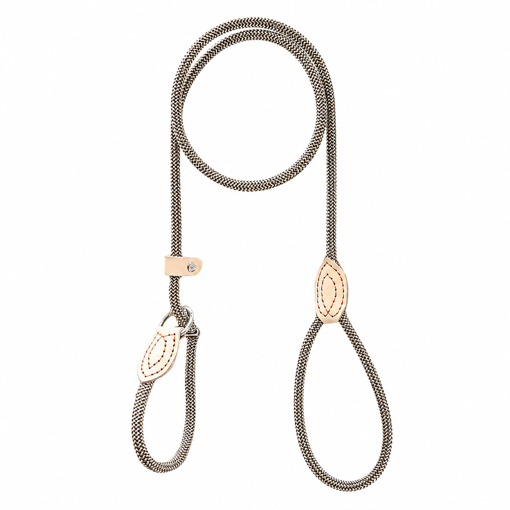 Beige 59-Inch Dog Leash with Adjustable Slip Loop