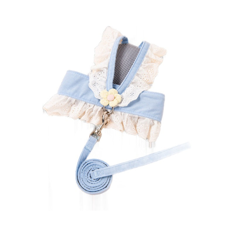 Light Blue Small Pet Harness and Leash Set